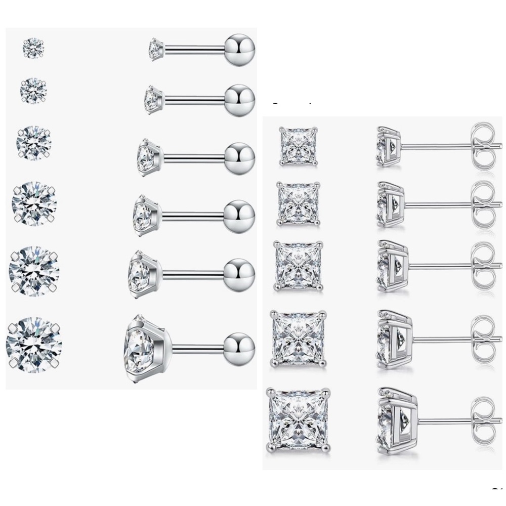 6/$15 - Stainless Steel Stud Earrings Set